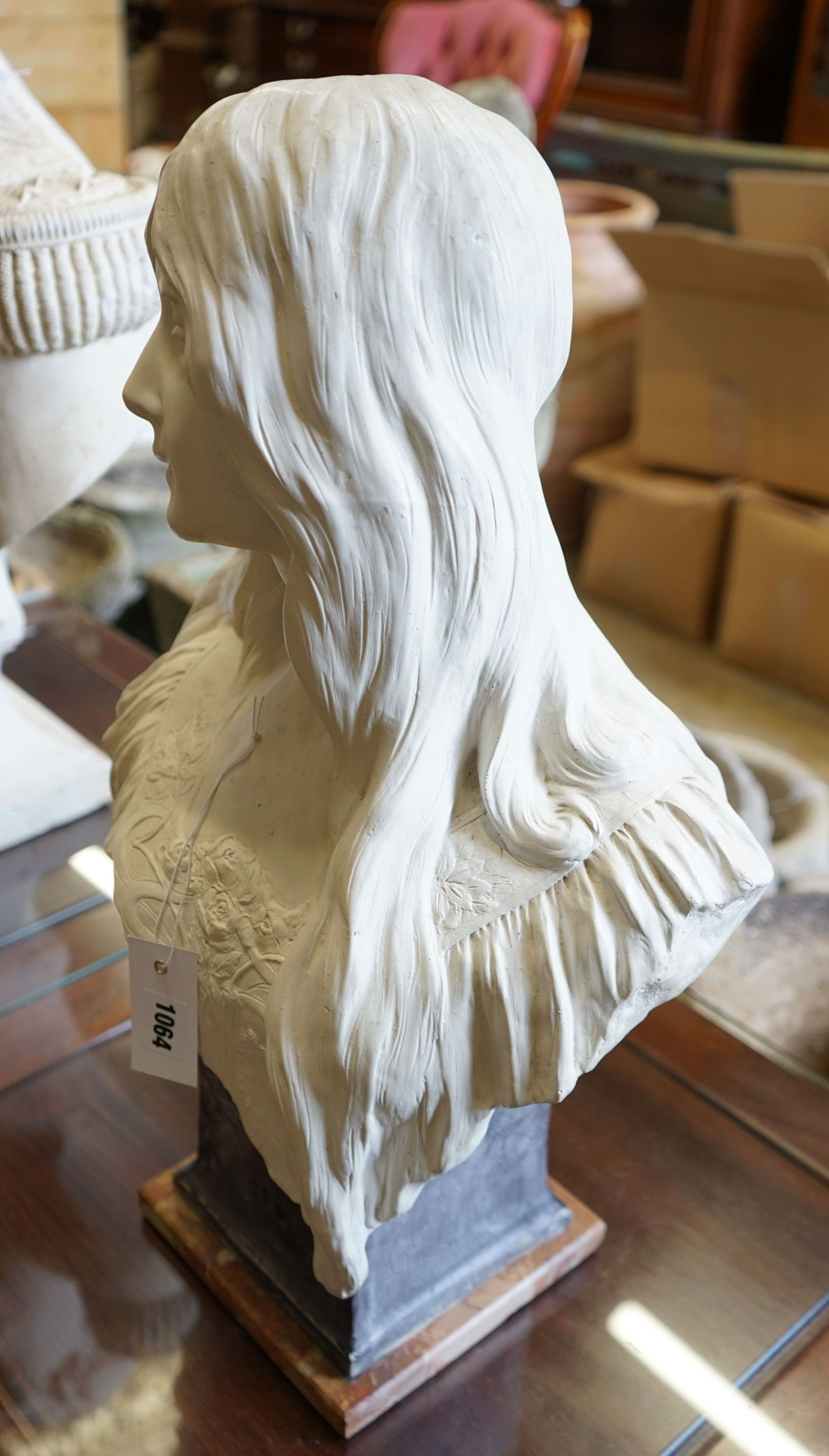 A composition faux marble 'Poesie' bust, height 58cm
